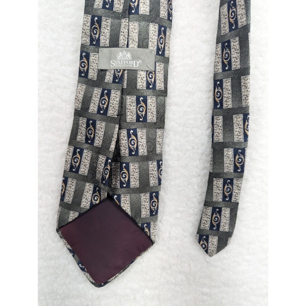 Stafford Executive Silk Necktie Gray Music Notes‎ Patterned Business
